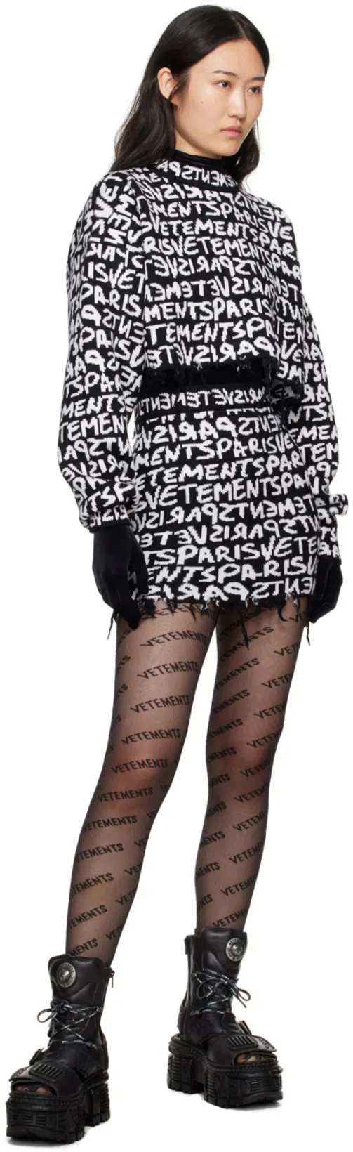 VETEMENTS Paris Monogram High-waisted Mini Skirt In Multicolor