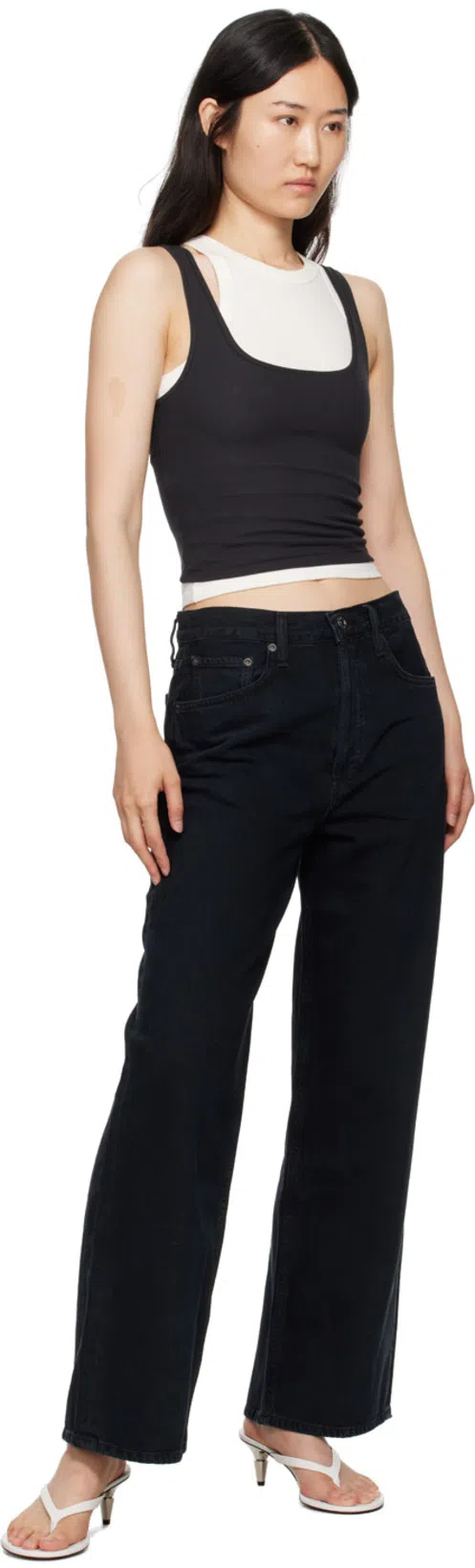 AGOLDE Riley Cropped Jeans In Black