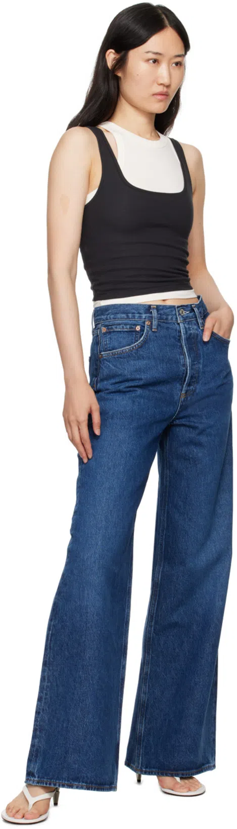 AGOLDE Dame High Rise Wide Leg No Cuff Jean In Enamour In Multi