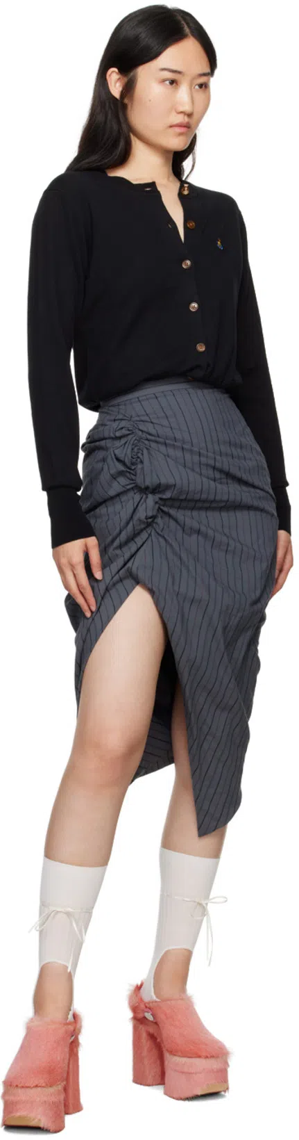 VIVIENNE WESTWOOD Cropped Cardigan With Distinctive Buttons And Embroidered Emblem In Black