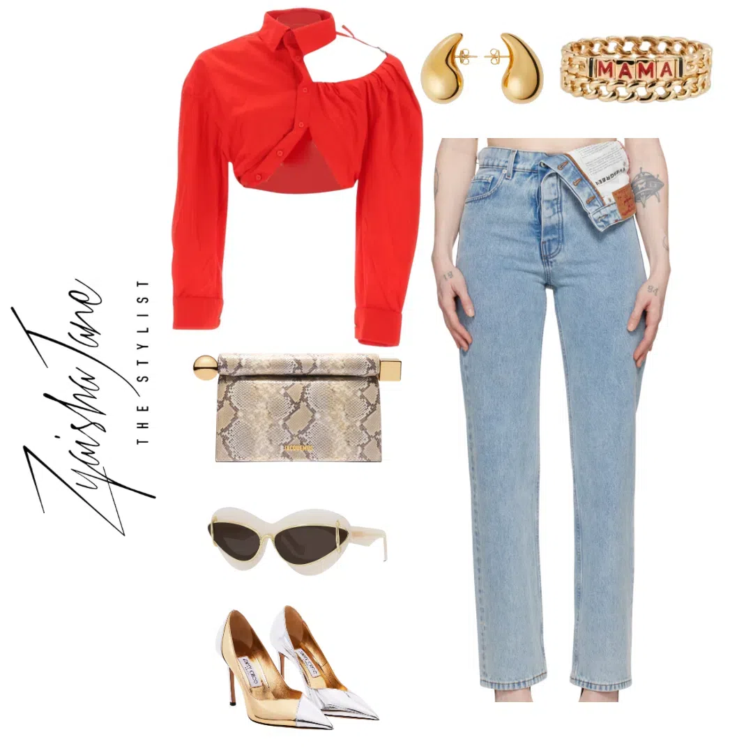 JACQUEMUS Beige La Pochette Rond Carr Clutch Bag In Gold