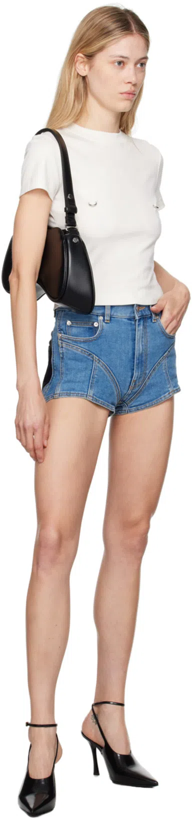 MUGLER Piercing-detail Cotton T-shirt In White