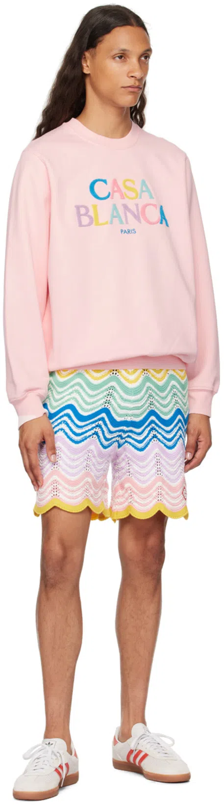 CASABLANCA Mens Multi Gradient-pattern High-rise Cotton-knit Shorts