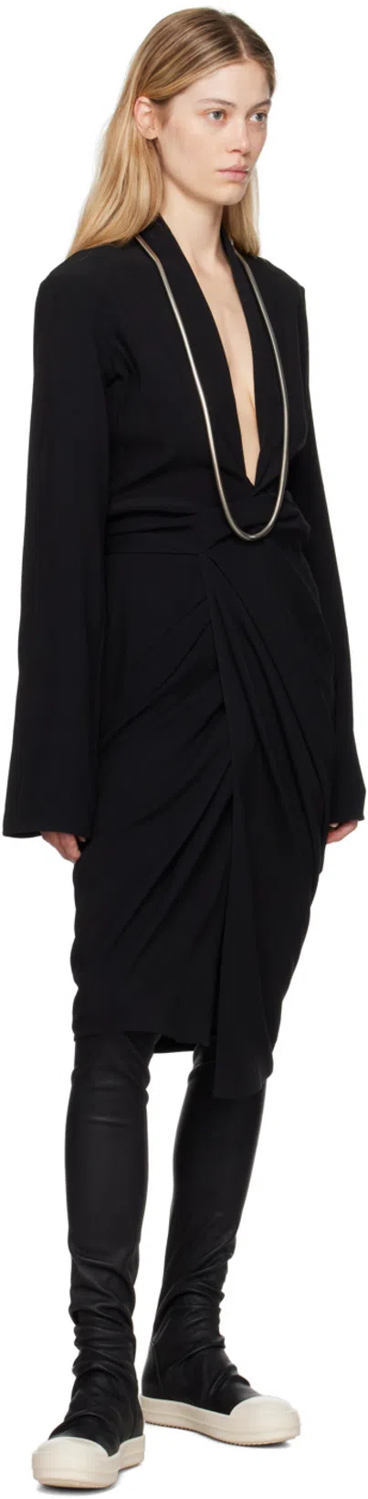 RICK OWENS Black Knee-high Sneakers With Platform In Leather Woman In Gray