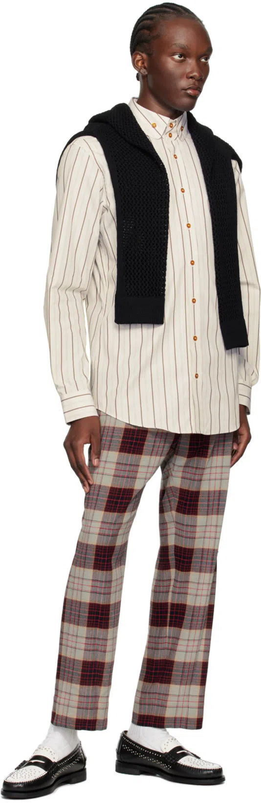 VIVIENNE WESTWOOD Straight Checkered Slim Cut Trousers In Red