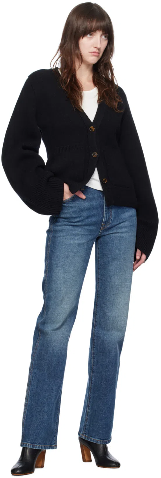 KHAITE Scarlet Knitted Cardigan In Blue