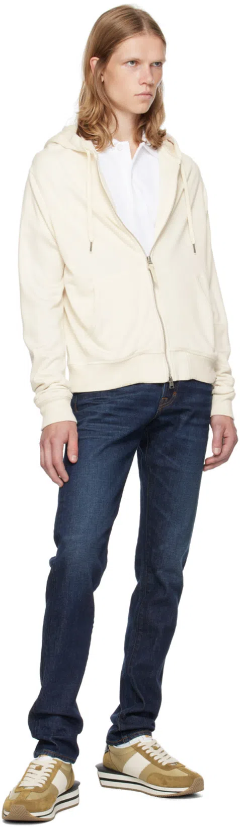 TOM FORD Towelling Polo In Neutral