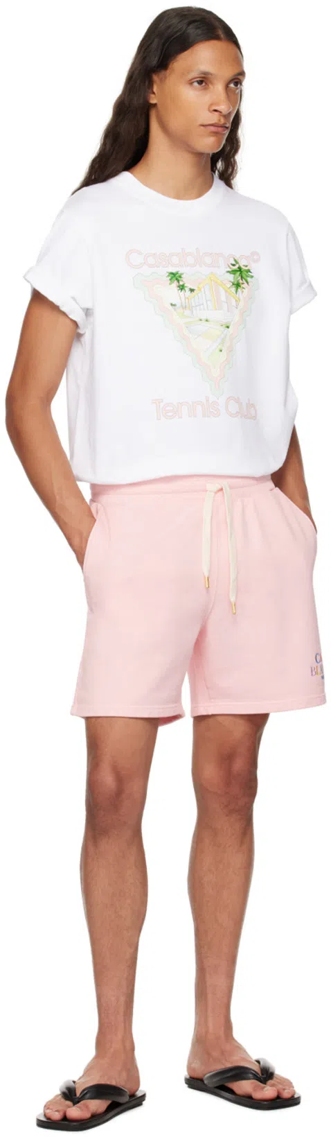 CASABLANCA Short Sleeves Front Graphic Print T-shirt In White