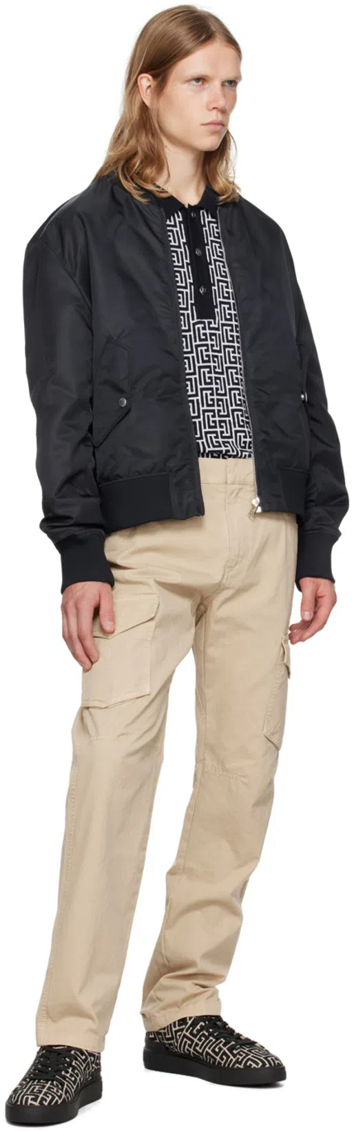 BALMAIN Monogram Jacquard B-court Trainers In Black