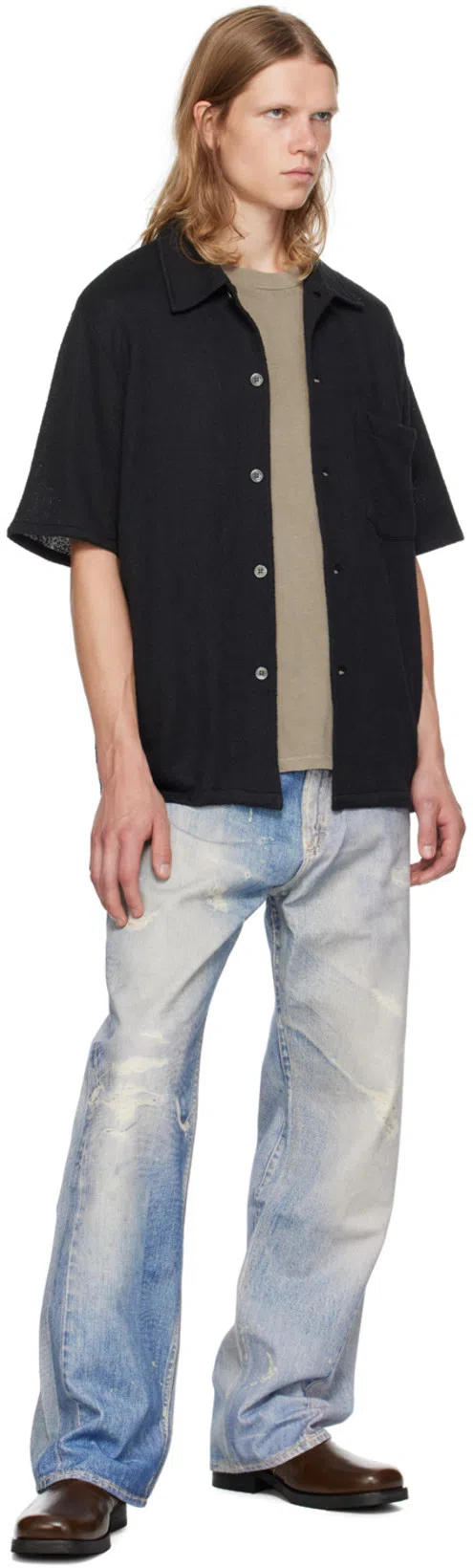 OUR LEGACY Black Boucle Box Shirt In Brown