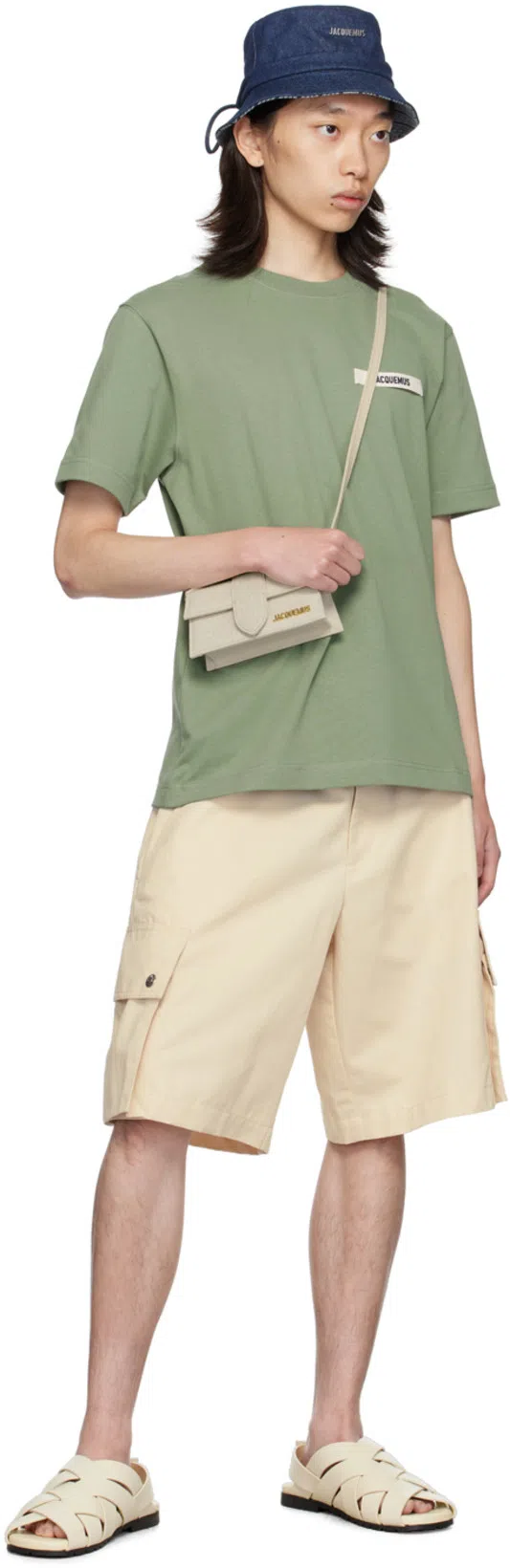 JACQUEMUS Grosgrain Brand Tab T-shirt In Green