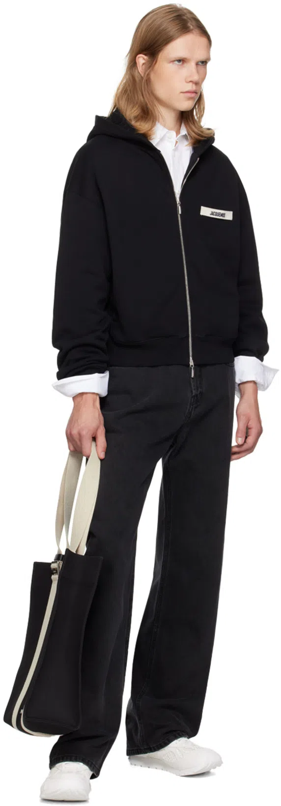 JACQUEMUS Le Hoodie Zip Gros Hooded Cotton Sweatshirt In Black