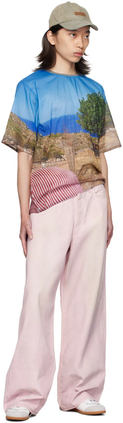 ACNE STUDIOS 1981m Wide-leg Distressed Jeans In Pale Pink