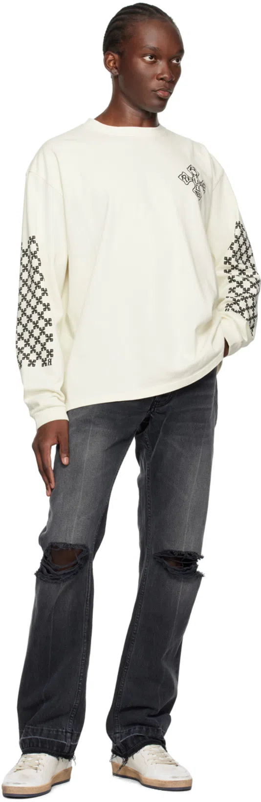 GOLDEN GOOSE Ballstar White Low Top Sneakers With Star Patch On The Side And Maxi Lettering On The Rear In Leathe