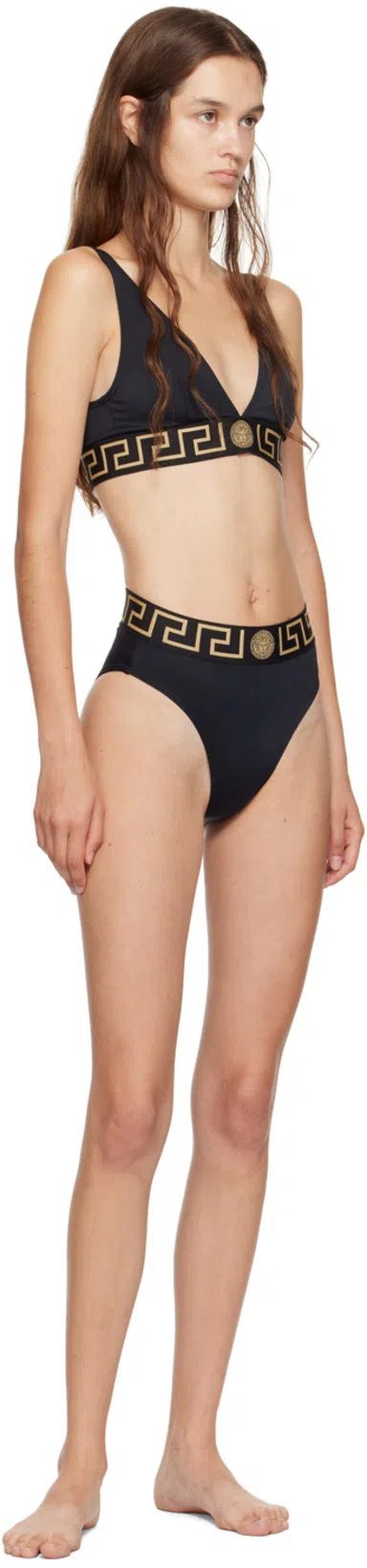 VERSACE Stretch Cotton Briefs With Logoed Elastic Band In Black