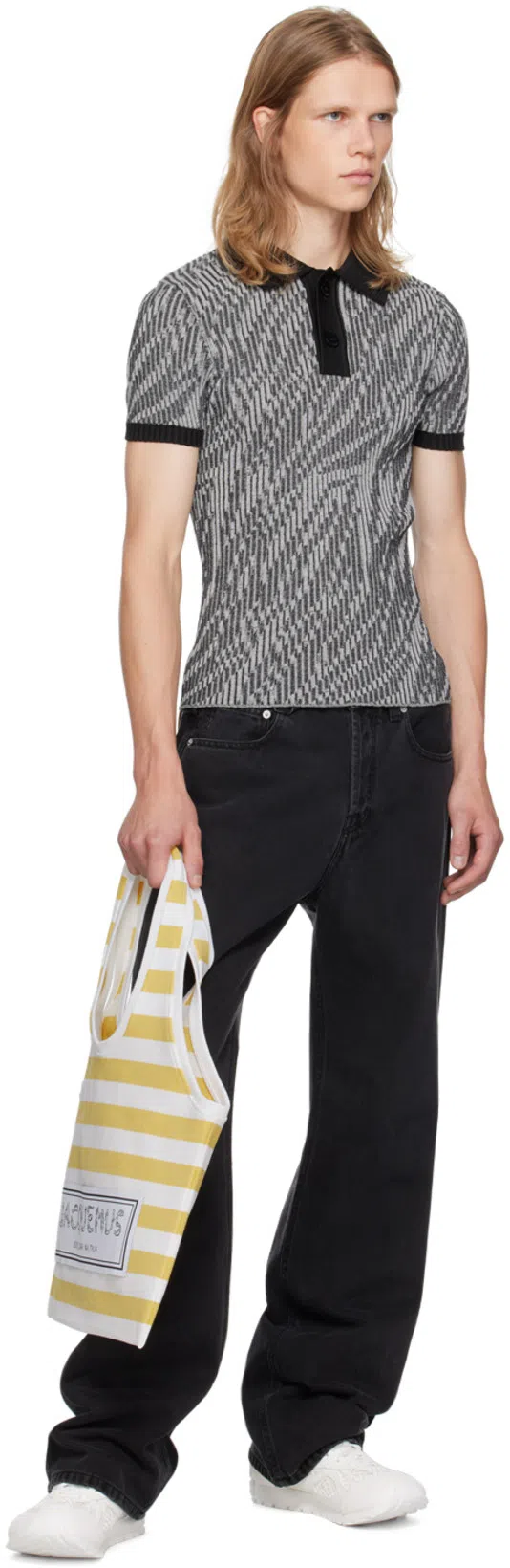 JACQUEMUS Gray La Casa 'le Polo Zebra' Polo In Multi