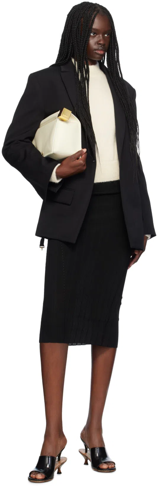 JACQUEMUS Tibau Asymmetric Double-breasted Grain De Poudre Wool Blazer In Black