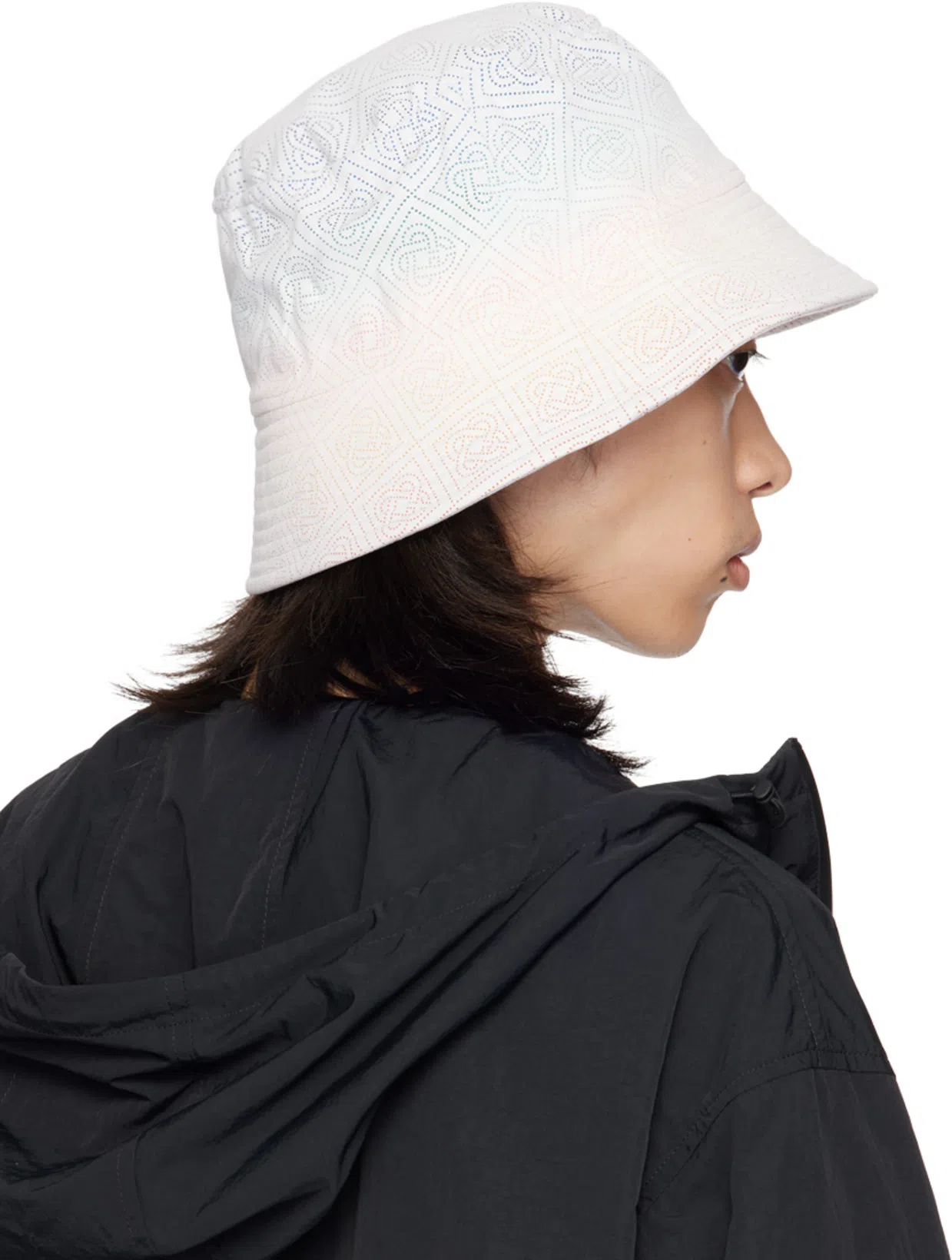 CASABLANCA White Laser Cut Gradient Bucket Hat