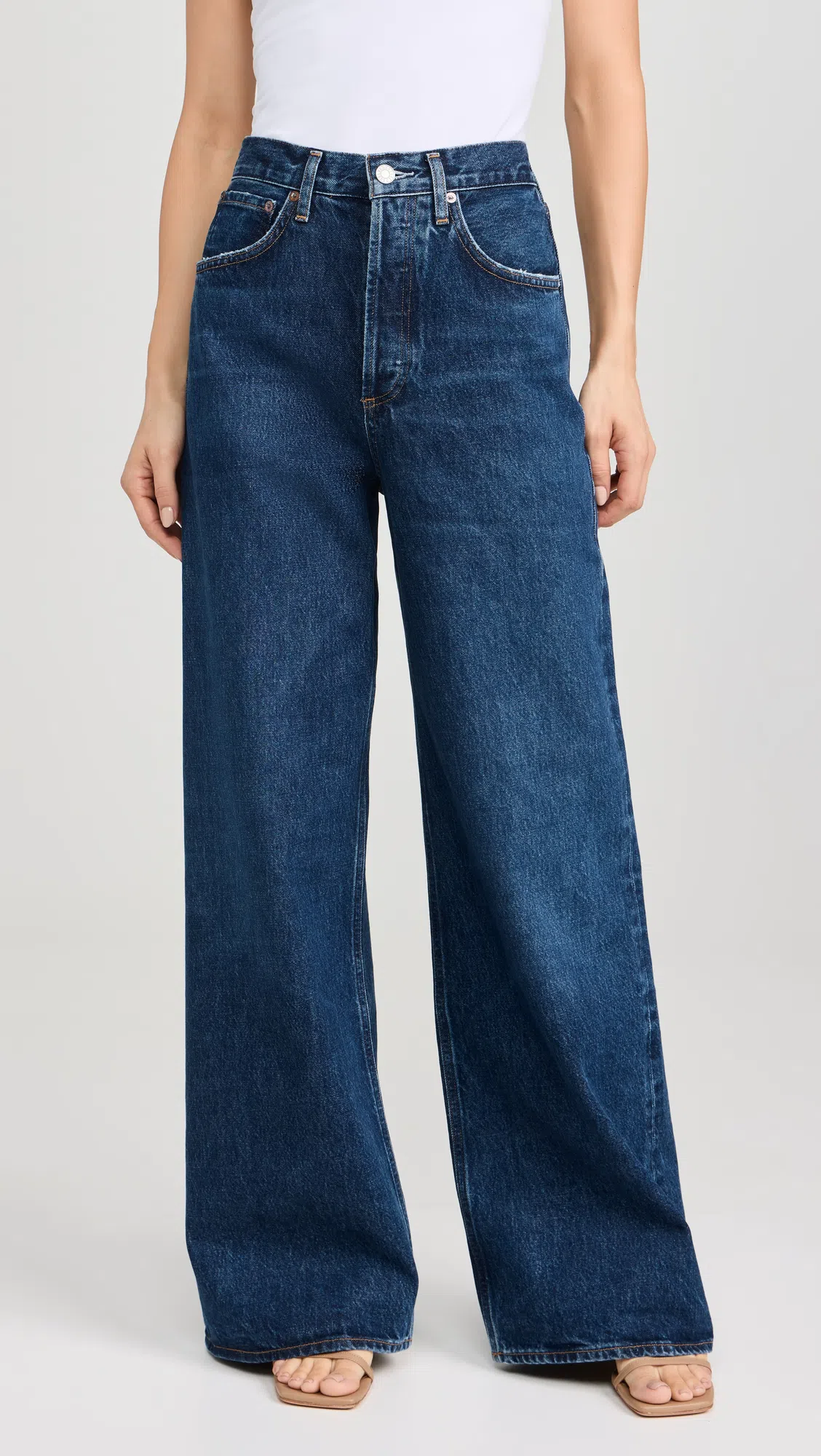 AGOLDE Dame High Rise Wide Leg No Cuff Jean In Enamour In Multi