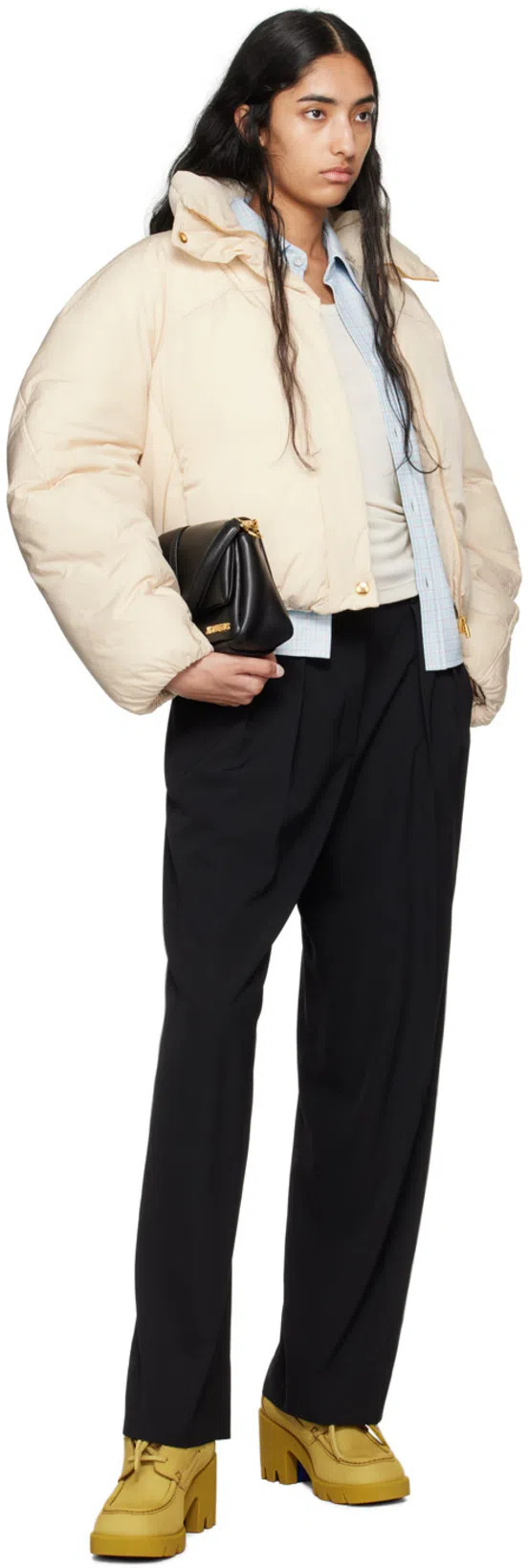 JACQUEMUS Women La Doudoune Courte Caraco Down Jacket In Neutral