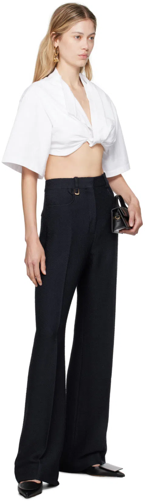 JACQUEMUS Les Duelo Plates Leather Slingback Flat In Black