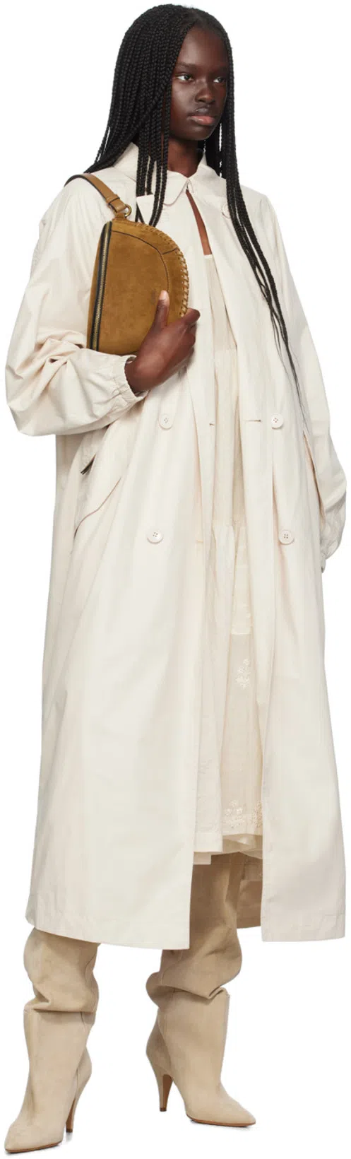 KHAITE River Suede Knee Boots In Beige