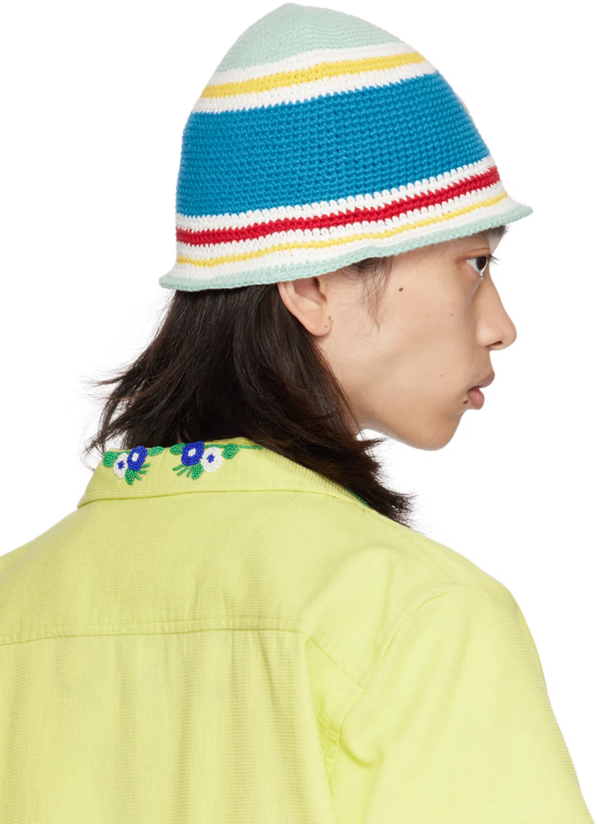 BODE Mens Beaded Chicory Short-sleeve Shirt In Yellow