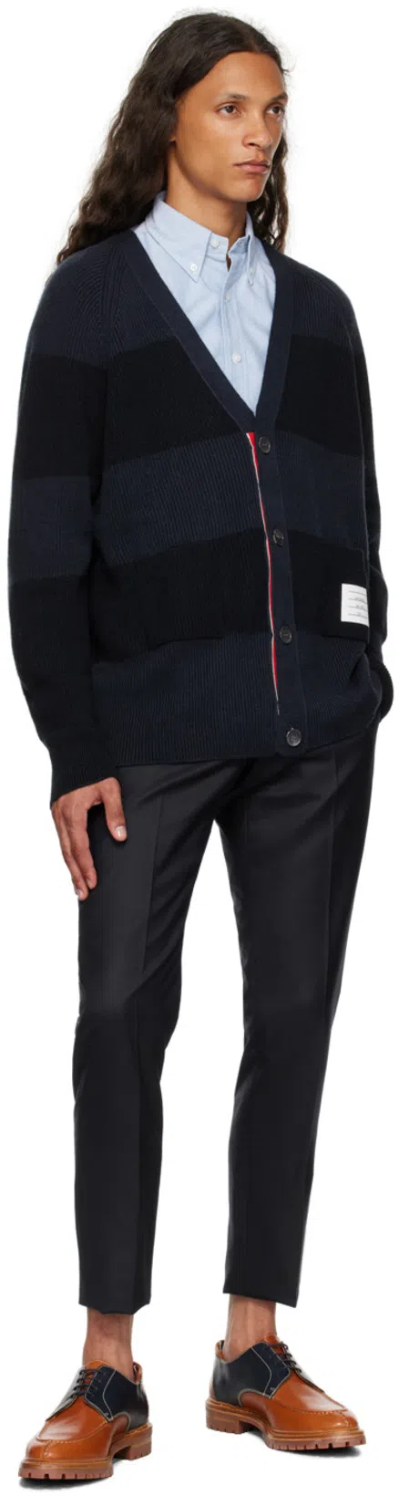 THOM BROWNE Vertical Stripe Button-down Shirt With Rwb Detail In Multi