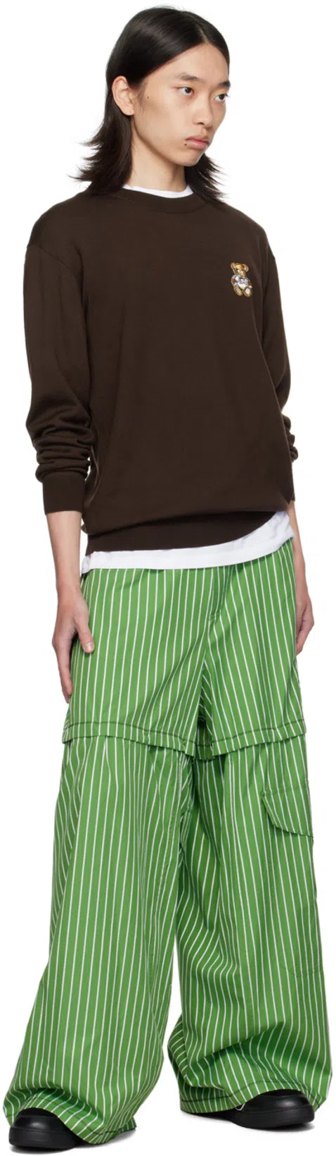 MARNI Green Striped Hybrid Cargo Pants In Stv35 Millet