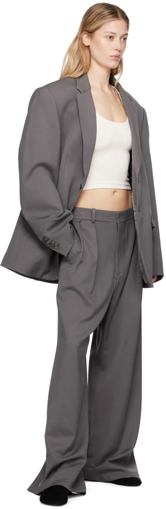 WARDROBE.NYC Off-white Crop Tank Top In Off White