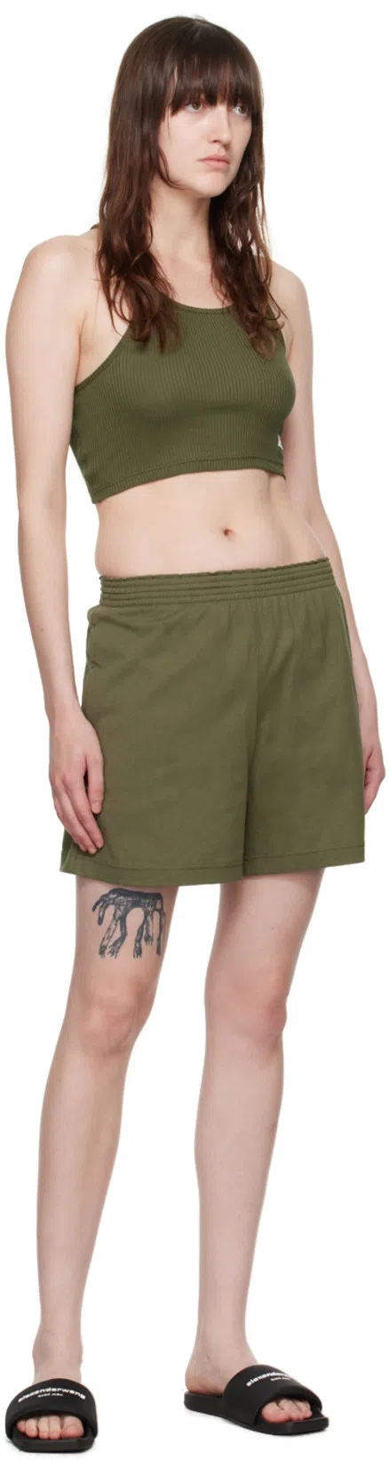 ALEXANDER WANG Padded Logo Pool Slide Sandals Shoes In Black