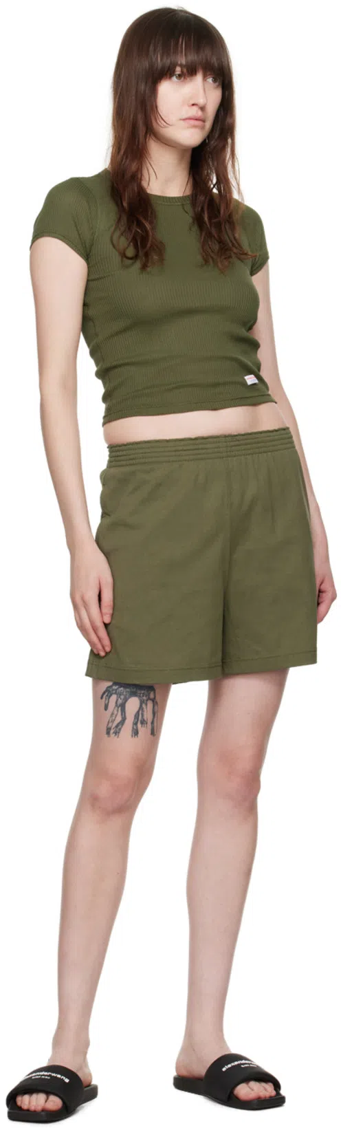 ALEXANDER WANG Padded Logo Pool Slide Sandals Shoes In Black