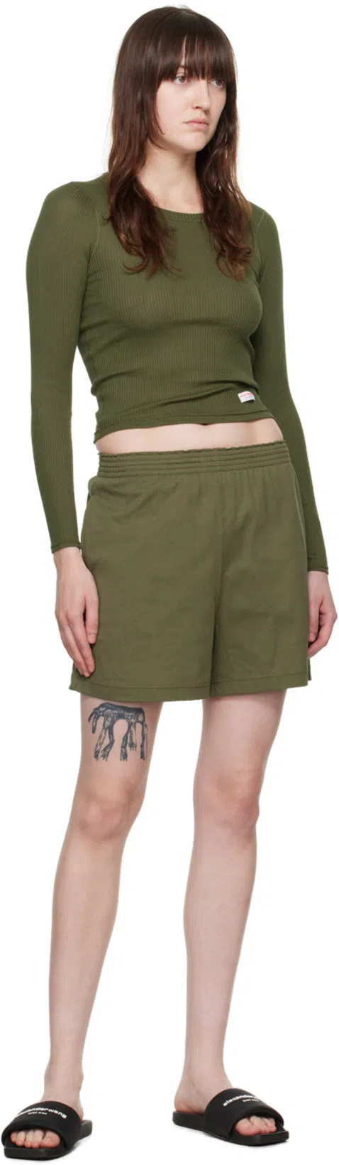 ALEXANDER WANG Padded Logo Pool Slide Sandals Shoes In Black