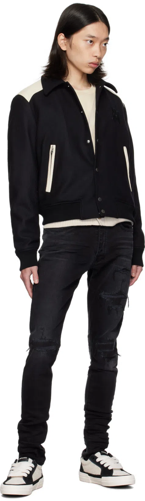 AMIRI Distressed Slim Fit Jeans In Black