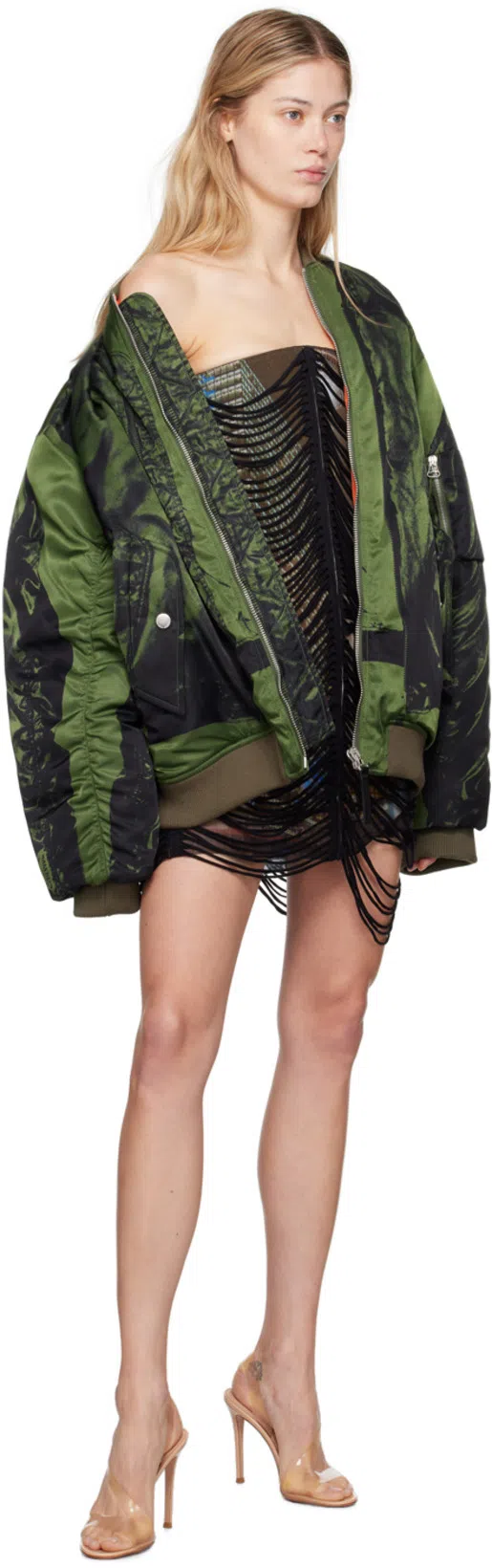 JEAN PAUL GAULTIER Khaki 'the Trompe L'œil' Bomber Jacket In Green