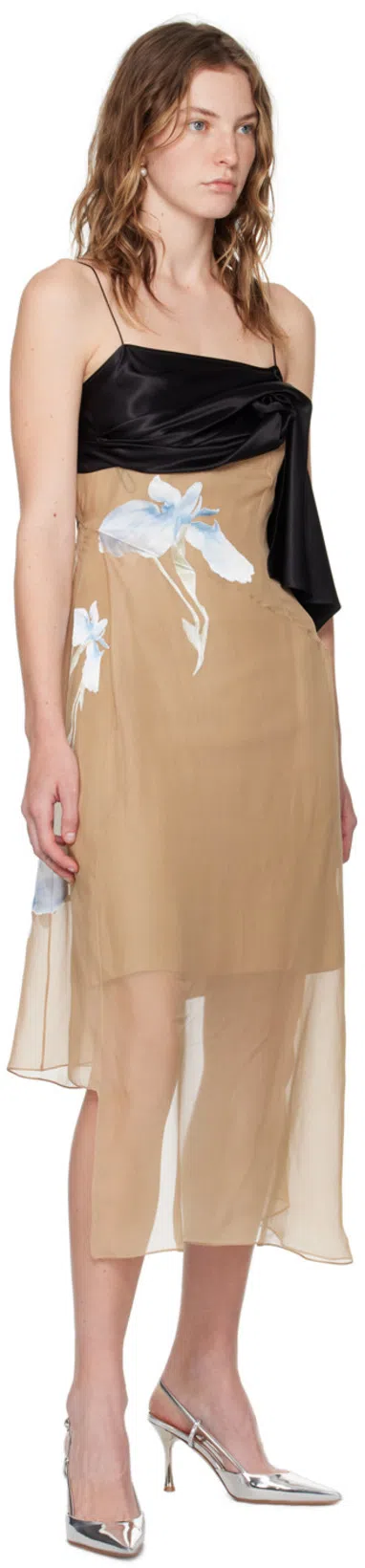 GIVENCHY Beige Asymmetric Midi Dress In 252-beige/blue