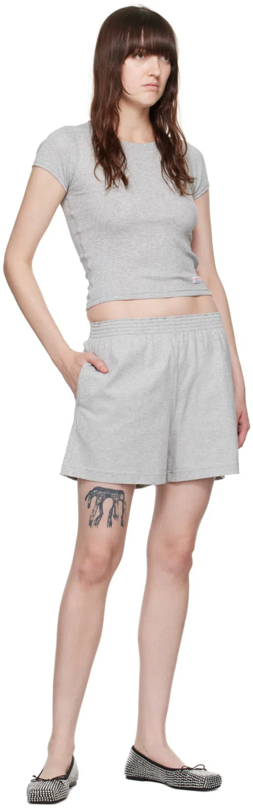 ALEXANDER WANG Satin Ballerinas With All-over Rhinestones In Animal Print