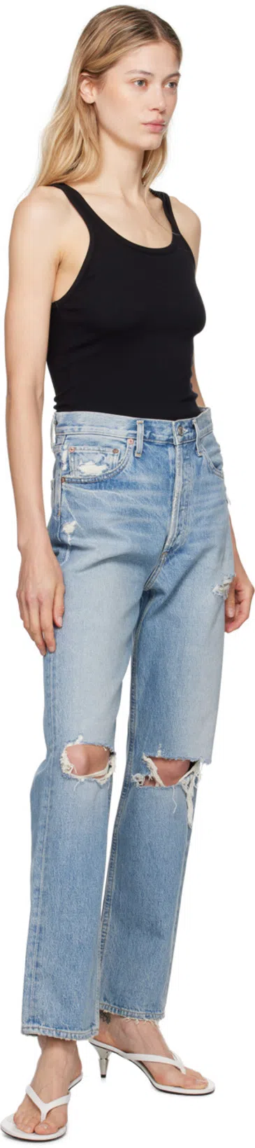 AGOLDE Poppy Ribbed Tank Top In Black