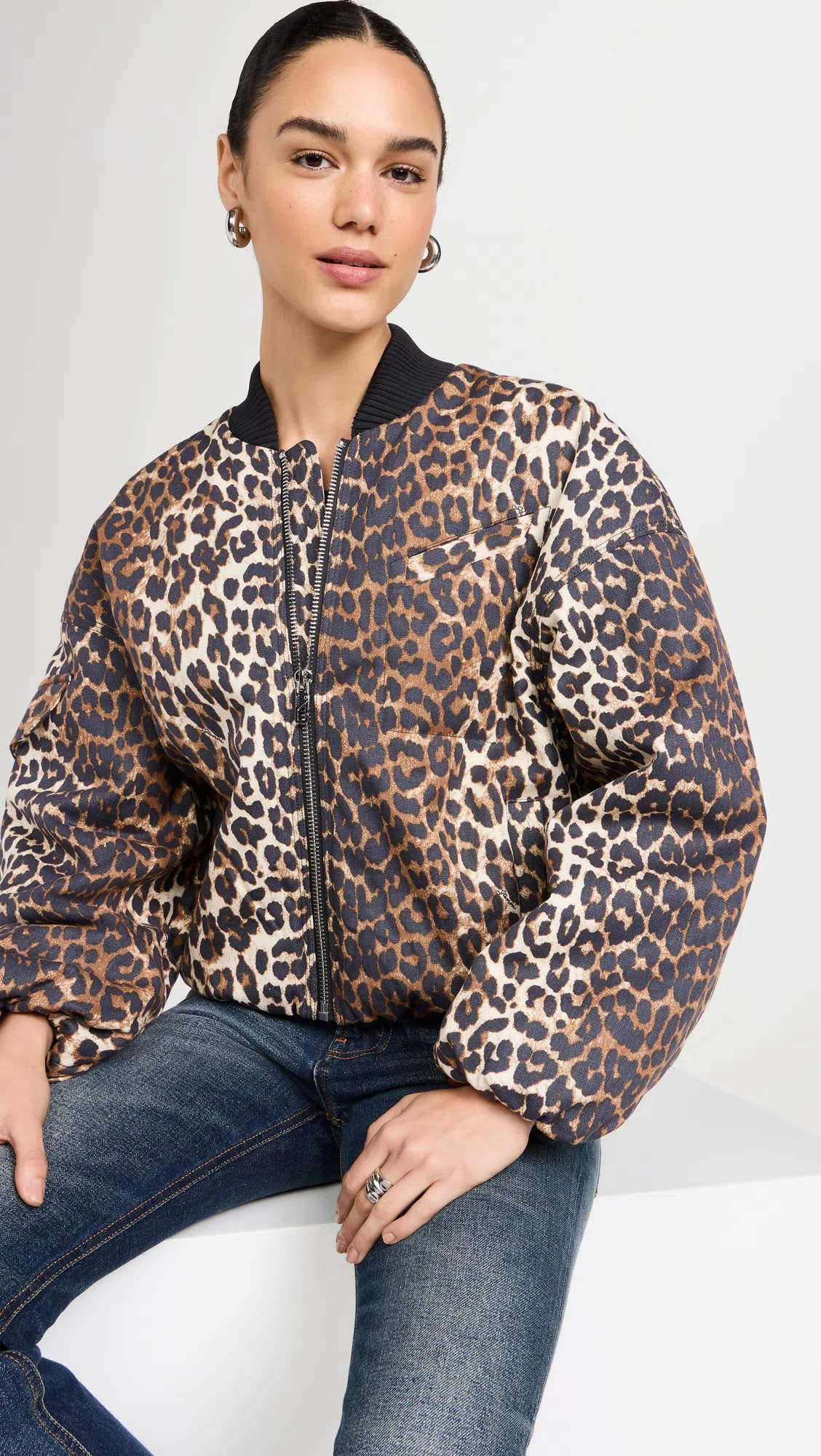 GANNI Leopard Print Relaxed Jersey T-shirt In Rosa