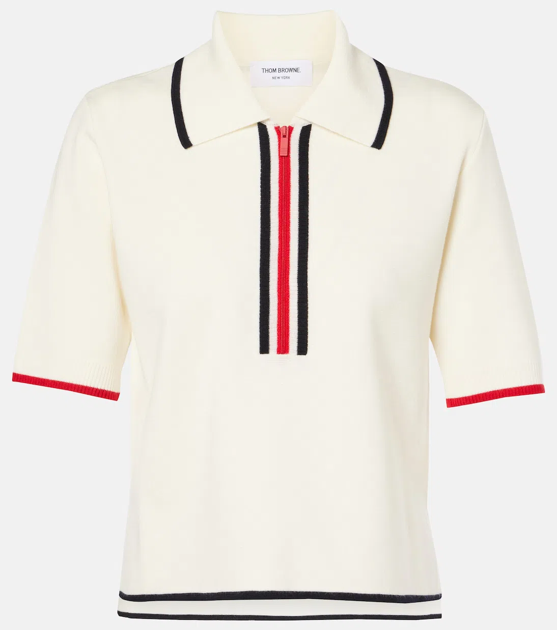 THOM BROWNE White Wool-blend Pleated Mini Skirt