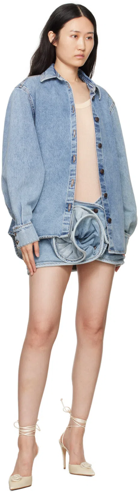 MAGDA BUTRYM Mini Skirt With Rosette In Blue