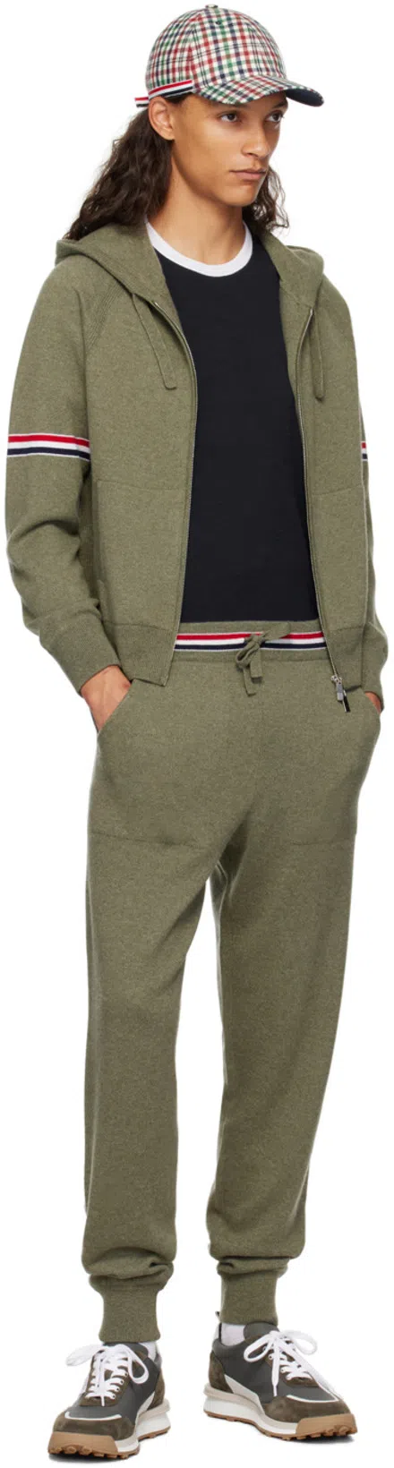 THOM BROWNE Mens Navy Ringer Brand-patch Stretch-wool T-shirt In Blue