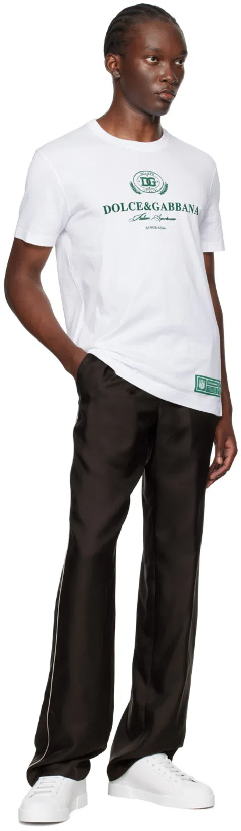 DOLCE & GABBANA Portofino White Leather Sneaker With Logo Detail