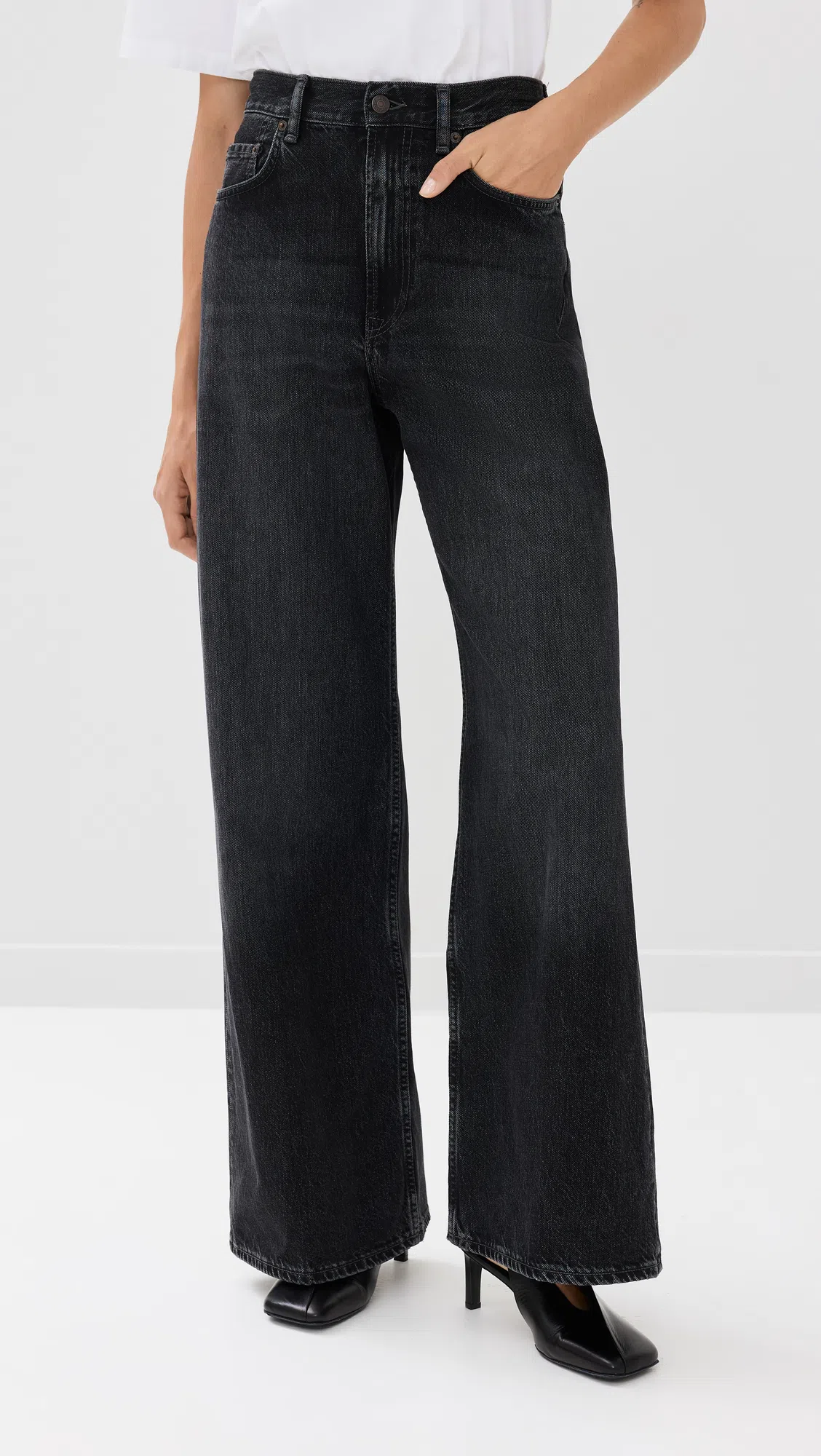 ACNE STUDIOS 5-pocket Denim Loose Fit High-waisted Jeans In Black
