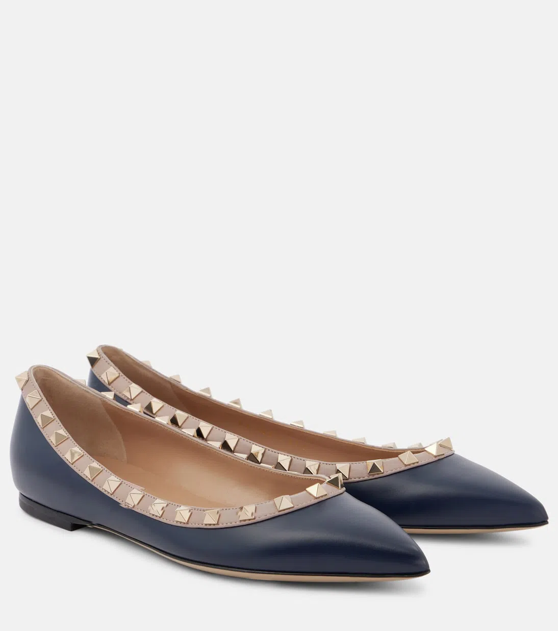 VALENTINO GARAVANI Rockstud Patent Leather Ballet Flats In Animal Print