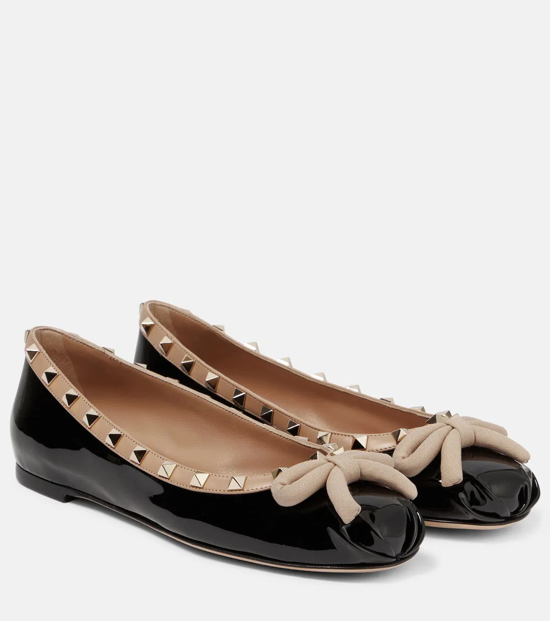 VALENTINO GARAVANI Valentino Rockstud Patent Ballerina Flat In Black