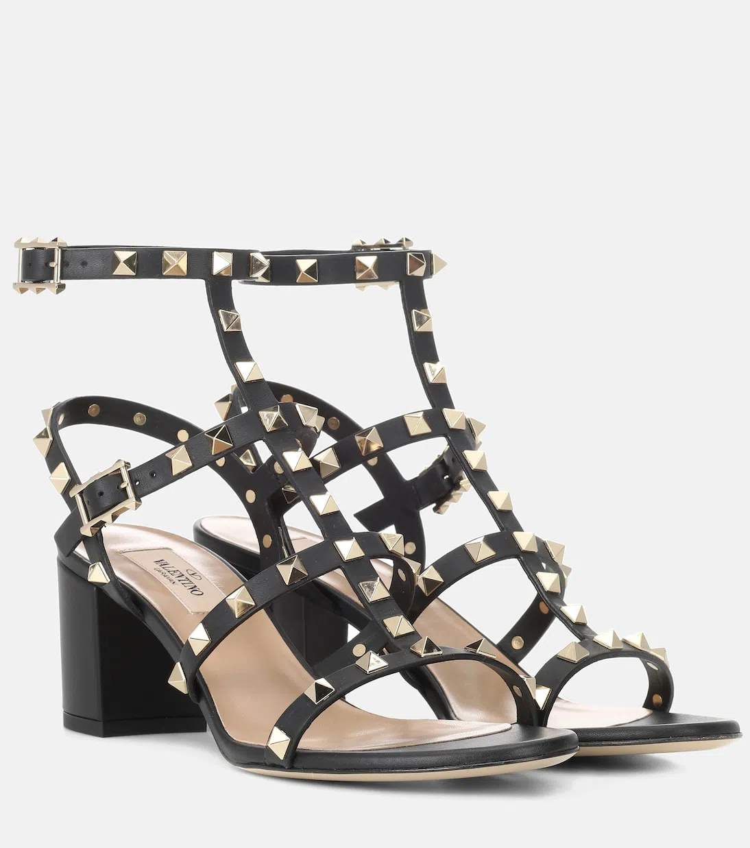 VALENTINO GARAVANI Garavani Rockstud 60 Leather Sandals In Black