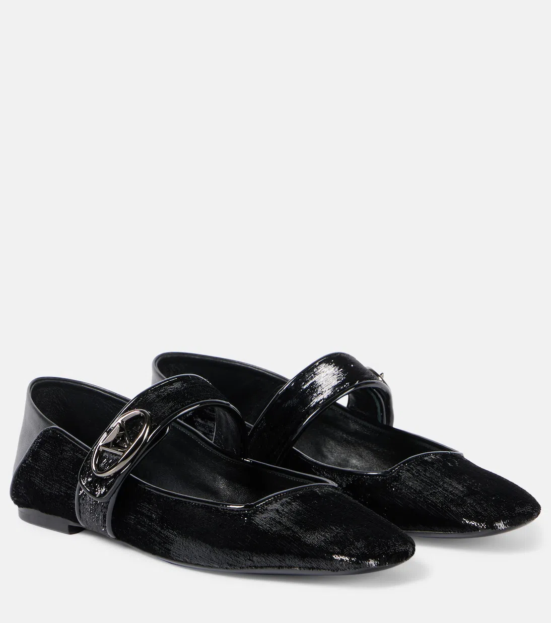 VALENTINO GARAVANI Leather Locker Ballerina Flats In Black