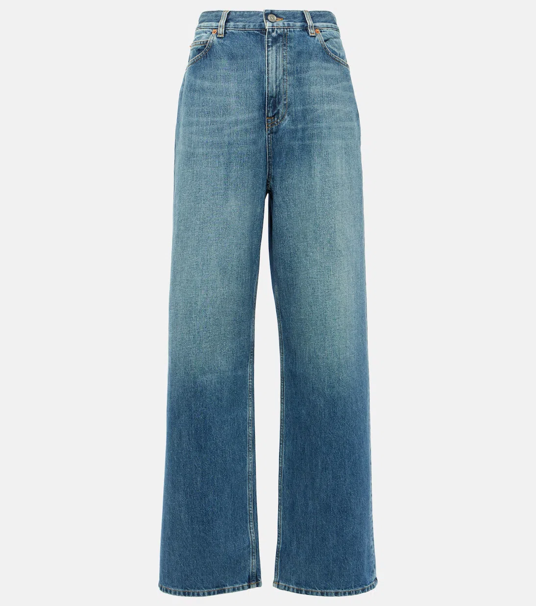 VALENTINO Wide- Leg Jeans In Medium Blue Denim