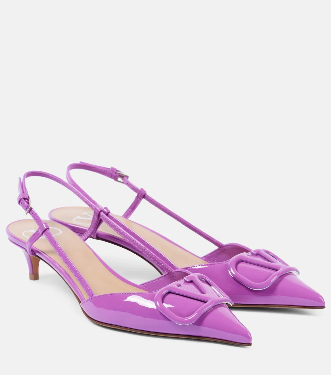 VALENTINO GARAVANI Vlogo Signature Patent Leather Slingback Pumps In Lila